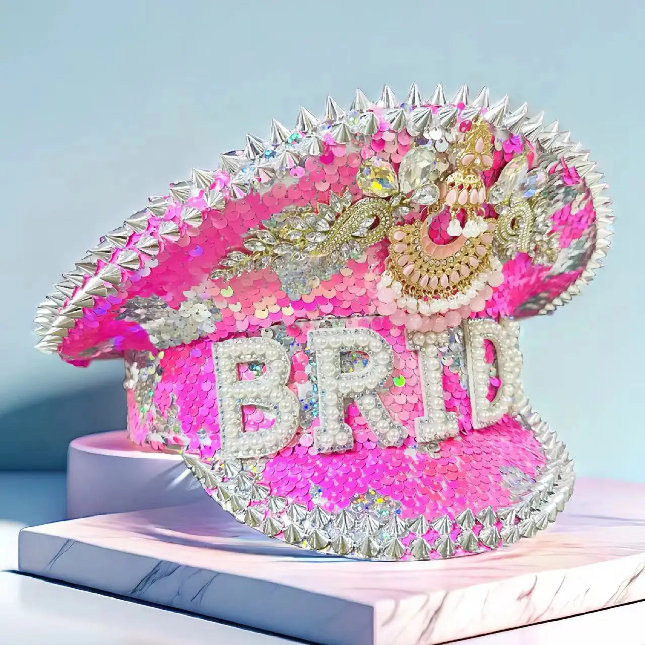 Pink Bride Festival Captain Hat – Handmade Hen Do Statement by Glovia Headwear
