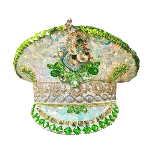 Golden Garden Festival Captain Hat – Handmade Floral Radiance by Glovia Headwear
