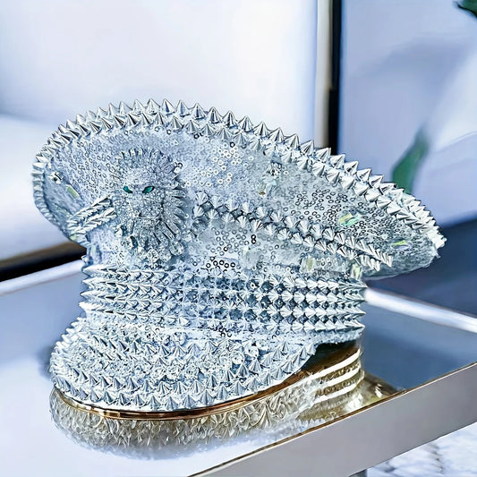Silver Lion Festival Captain Hat – Bold Handmade Majesty by Glovia Headwear